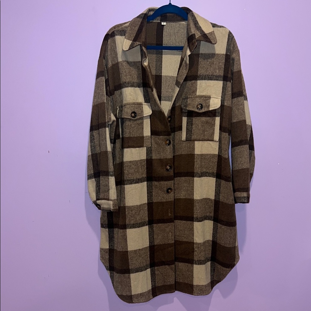 Plaid Button-Up Shirt Dress